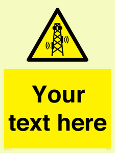 Custom warning RF radiation transmitter